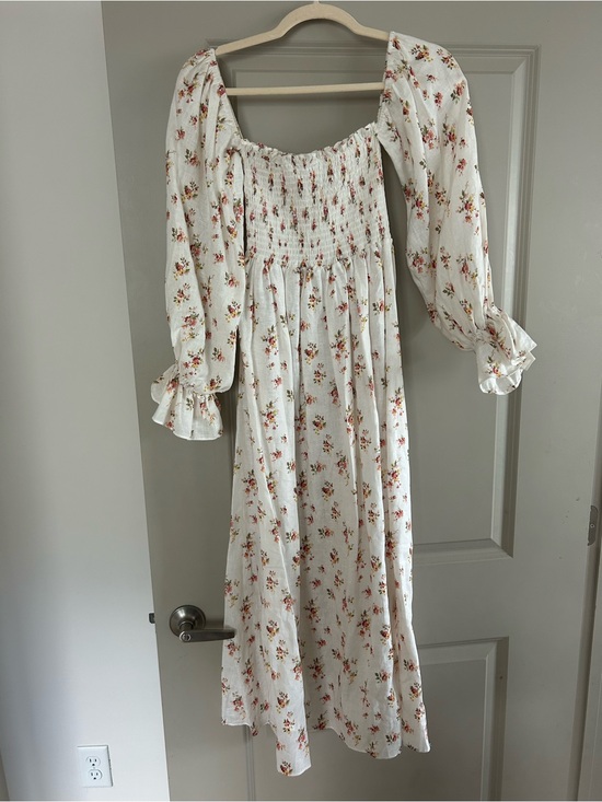 Petal & Pup Dresses & Skirts - Petal & Pup White Floral Smocked Dress with Pink & Yellow Blooms